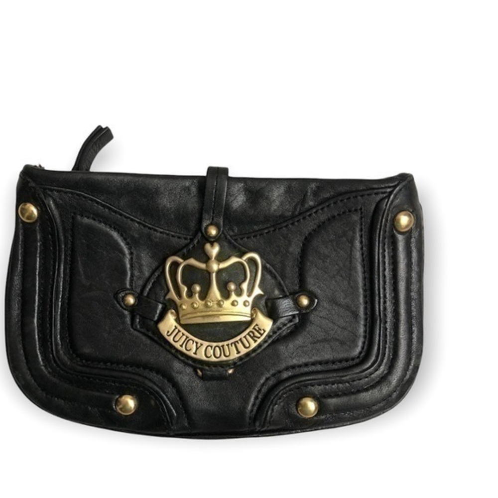 Juicy couture black leather clutch bag